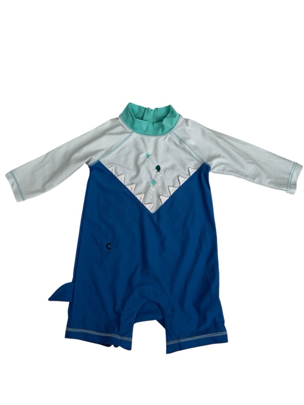 GAP Blue and Mint Shark-Accent Long Sleeve Kids Rashguard